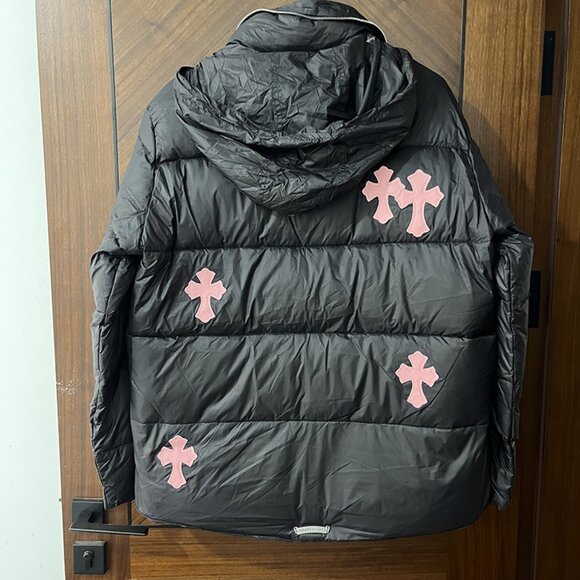 Chrome Hearts Black Zip-Up Hooded Down Jacket - Picture 2 of 10